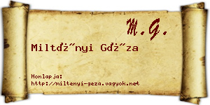 Miltényi Géza névjegykártya